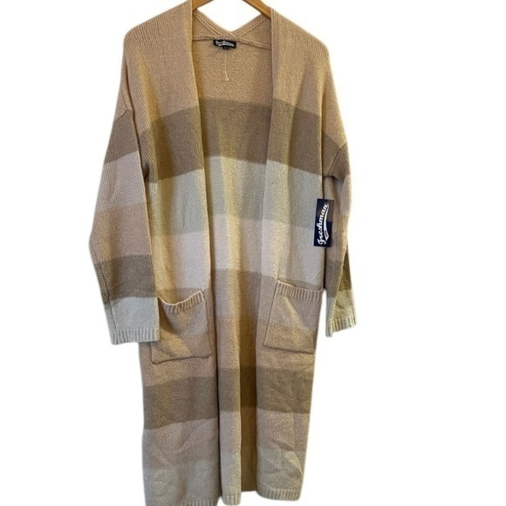 NWT! FRESHMAN Long Striped Neutral Cardigan Sweater